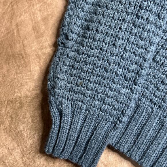 Vintage 80s Justin Blake Striped Knit V Neck Sweater Blue Pullover Retro Fall - Picture 6 of 8